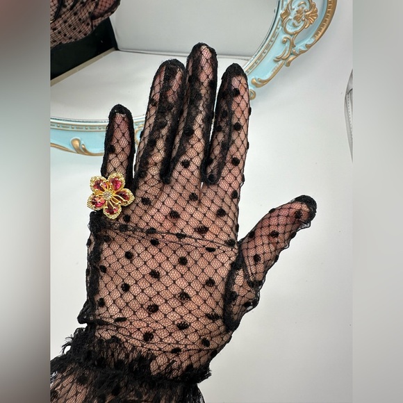 Anthropologie Blossom Gold Pink Floral Crystal Stainless Steel Adjustable Ring - Picture 14 of 17